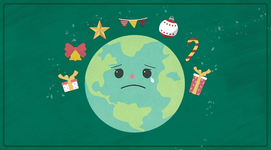 크리스마스에 나온 쓰레기들로 아파하는 지구